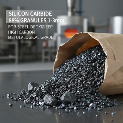 گرانول‌های کاربید سیلیکون کربن بالا 1-3 میلی‌متری SiC 88 برای اکسیژن‌زدای کارآمد فولاد در کاربردهای متالورژیکی